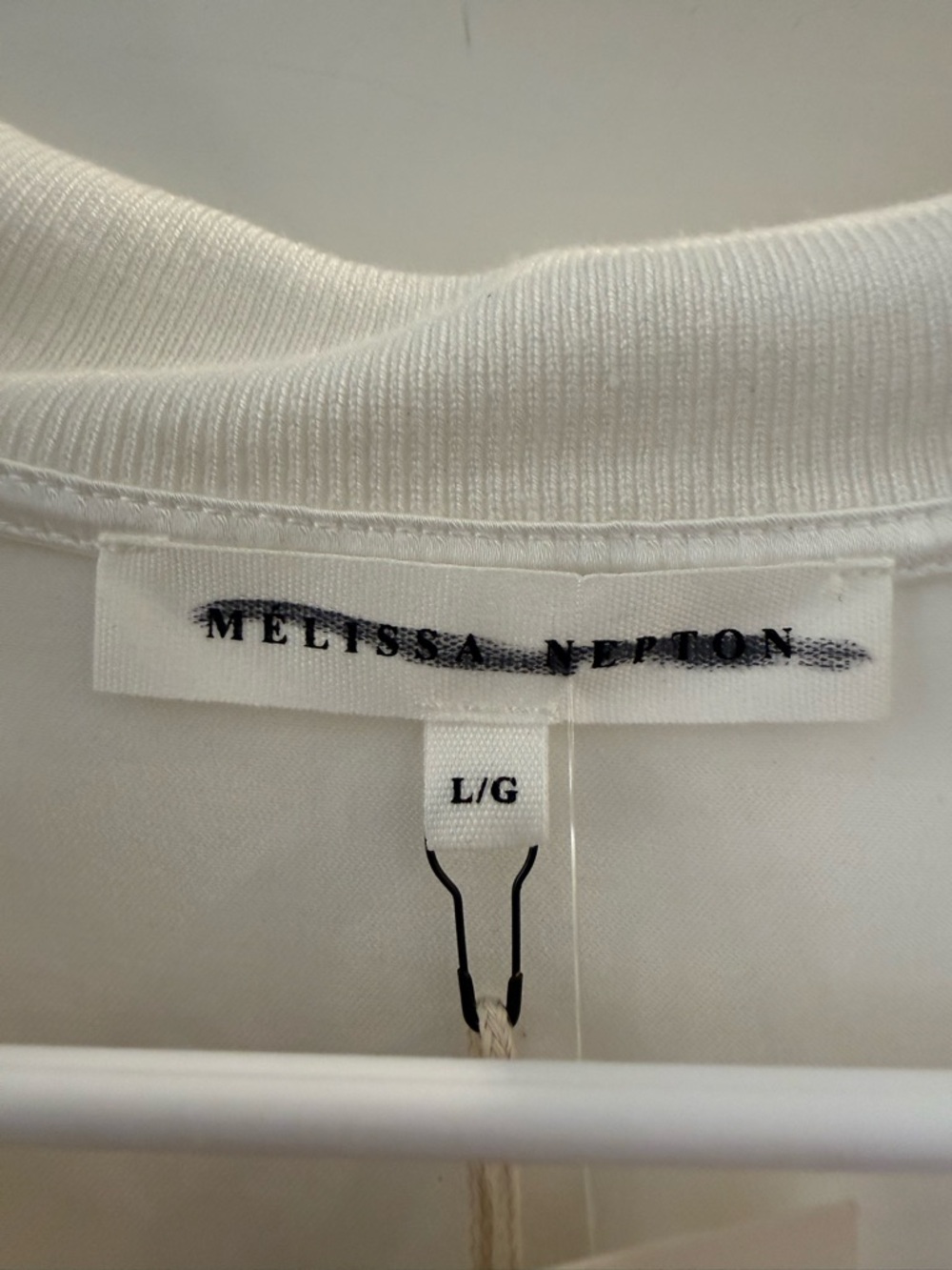 NWT MELISSA NEPTON Tina Mixed Media Top Long Sleeve Collared Blouse White Large - Picture 7 of 11